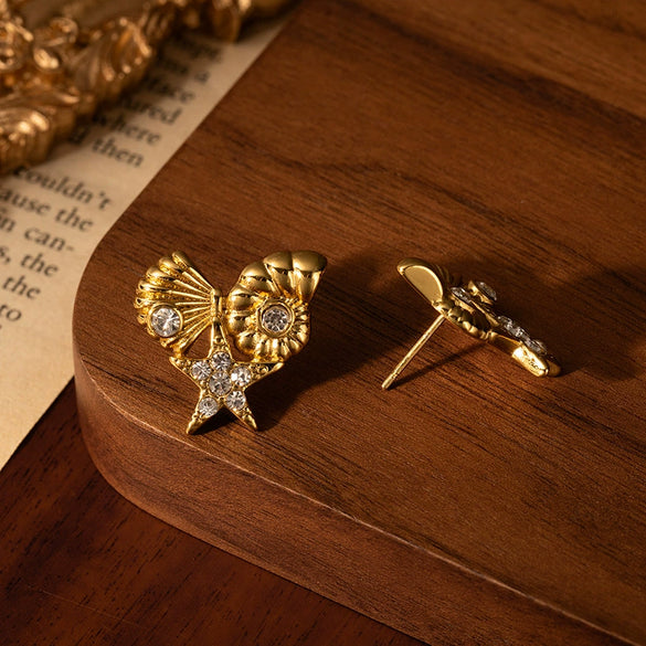Titanium Steel Earrings Shell Stars Electroplating Casual Style For Women