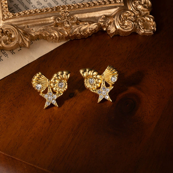 Titanium Steel Earrings Shell Stars Electroplating Casual Style For Women