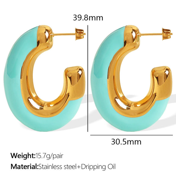 316L Stainless Steel Electroplated Cshaped Women's Fashionable Earrings