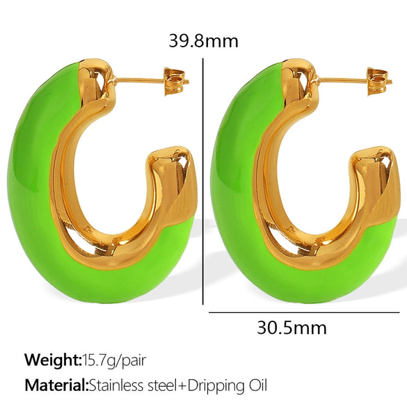316L Stainless Steel Electroplated Cshaped Women's Fashionable Earrings