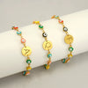 Titanium Steel Electroplated Devil's Eye And Letter Bracelet For Women