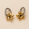Titanium Steel Electroplated Fivepointed Star And Oval Ear Buckle Earrings High Colorretaining Lucky Star Design 18K Gold Plated Popular Style Unisex