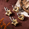 Titanium Steel Electroplated Fivepointed Star And Oval Ear Buckle Earrings High Colorretaining Lucky Star Design 18K Gold Plated Popular Style Unisex