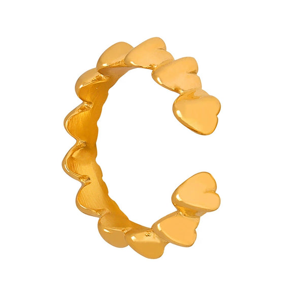 316L Stainless Steel Electroplated Gold Heart Shaped Fashion Personality Women's Ring