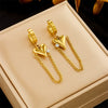 Titanium Steel Electroplated Heart Shape Diamondembedded Pendant Long Chain Women's Earrings