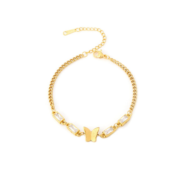 Titanium Steel Electroplated Inlaid Zircon Rhombus Bracelet