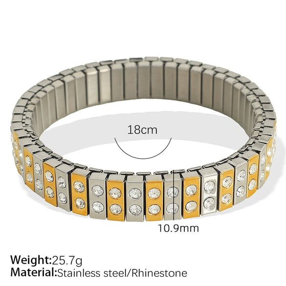 316L Stainless Steel Electroplated Ins Style Geometric Diamond Bracelet For Women