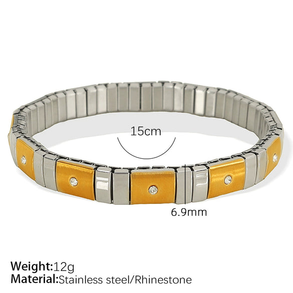 316L Stainless Steel Electroplated Ins Style Geometric Diamond Bracelet For Women