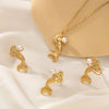 Titanium Steel Electroplated Jewelry Set For Women Including Necklace Earrings And Ring