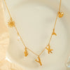 316L Stainless Steel Electroplated 18K Gold Bamboo Conch Sea Star Shell Women's Clavicle Chain Jewelry