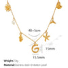 316L Stainless Steel Electroplated 18K Gold Bamboo Conch Sea Star Shell Women's Clavicle Chain Jewelry