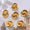 Titanium Steel Electroplated 18K Gold Drop Texture Spiral Asymmetric Color Retaining Women's Earrings Minimalist Style