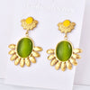 Titanium Steel Electroplated 18K Gold Sunflower Earrings Light Luxury Highend Personality Natural Style