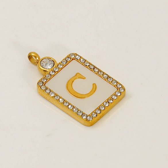 Titanium Steel Electroplated Letter Hanging Ring Pendant Accessories