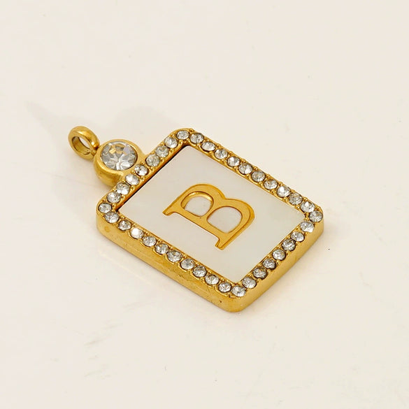Titanium Steel Electroplated Letter Hanging Ring Pendant Accessories