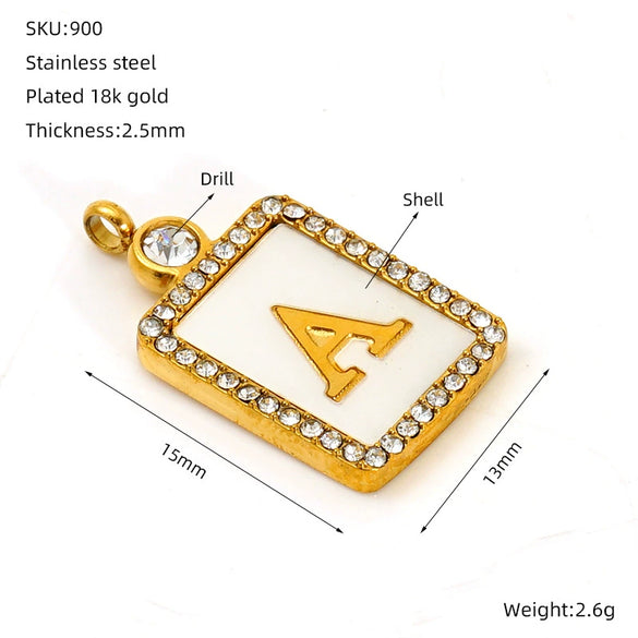 Titanium Steel Electroplated Letter Hanging Ring Pendant Accessories