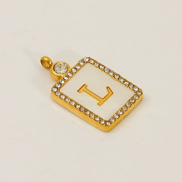 Titanium Steel Electroplated Letter Hanging Ring Pendant Accessories