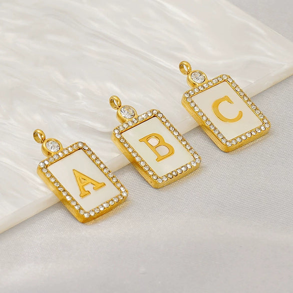 Titanium Steel Electroplated Letter Hanging Ring Pendant Accessories