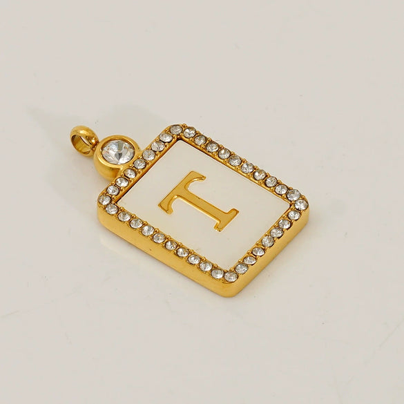 Titanium Steel Electroplated Letter Hanging Ring Pendant Accessories