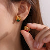 316L Stainless Steel Electroplated Luckie Cat Earrings For Women