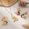 Titanium Steel Electroplated Necklace Ring Earrings Set For Women
