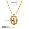 316L Stainless Steel Electroplated Oval Hollow Clavicle Chain With Love Heart And Tulip Flowers For Women