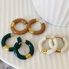 Titanium Steel Electroplated Ushaped Earrings For Women Retro Drop Glaze Dark Green Blue Wine Red