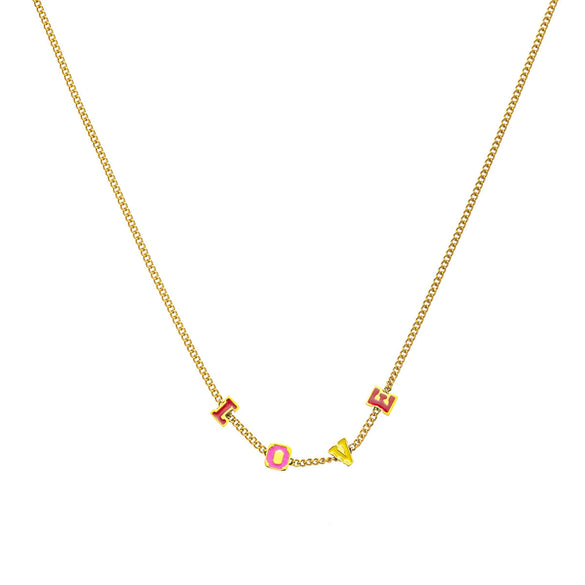 Titanium Steel Electroplated Vintage Letters Numbers Text Clavicle Necklace