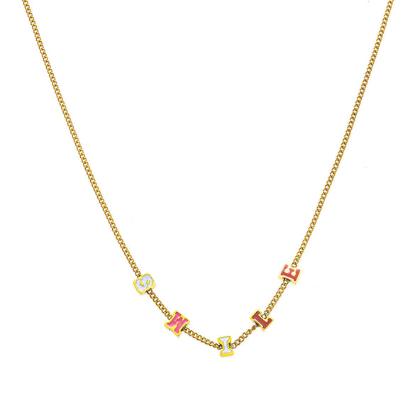 Titanium Steel Electroplated Vintage Letters Numbers Text Clavicle Necklace