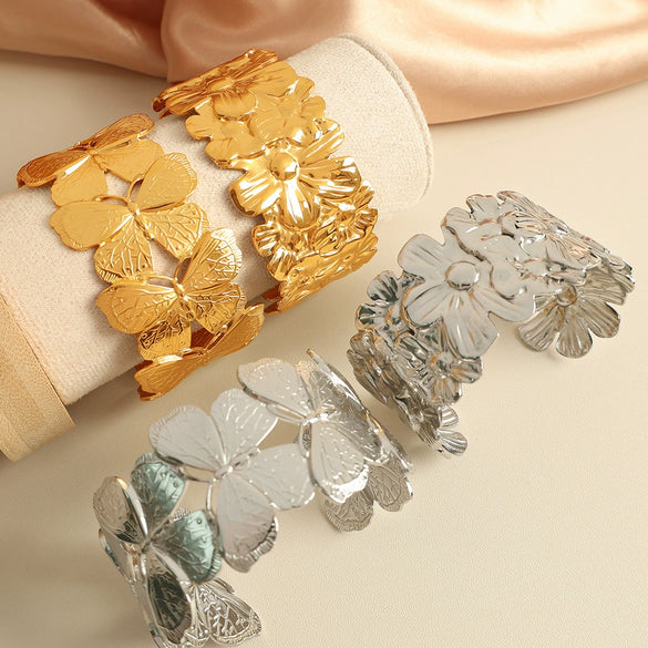 316L Stainless Steel Electroplated Women's Butterfly Shape Minimalist Bracelet