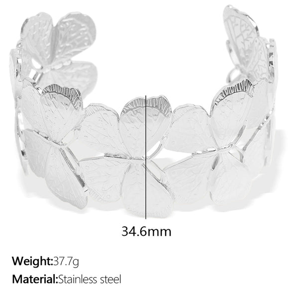 316L Stainless Steel Electroplated Women's Butterfly Shape Minimalist Bracelet