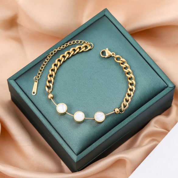 Titanium Steel Electroplated Women's Threeround Bracelet Fashionable Simple Light Luxury Jewelry