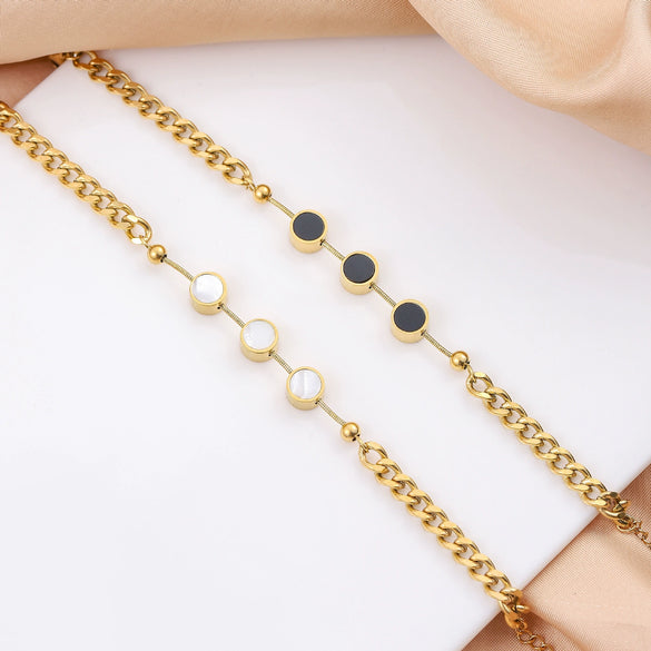 Titanium Steel Electroplated Women's Threeround Bracelet Fashionable Simple Light Luxury Jewelry