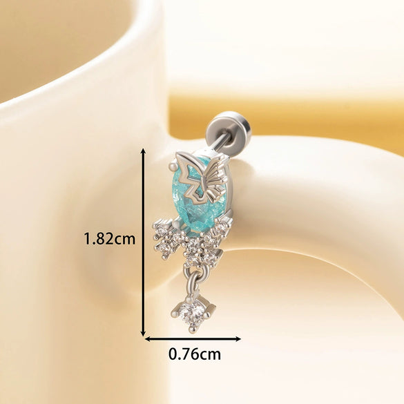 Titanium Steel Electroplating Butterfly Pendant Earrings For Girls