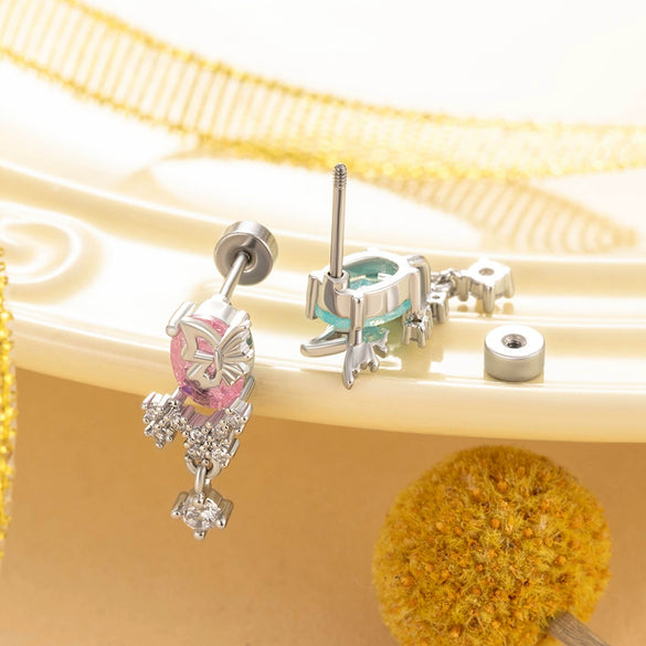 Titanium Steel Electroplating Butterfly Pendant Earrings For Girls