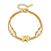 Titanium Steel Elegant Hollowout Doublelayer Threedimensional Butterfly Electroplated Women's Bracelet