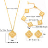 Wholesale Jewelry Elegant Lady Modern Style Four Leaf Clover 304 Stainless Steel Acrylic 18K Gold Plated Jewelry Set