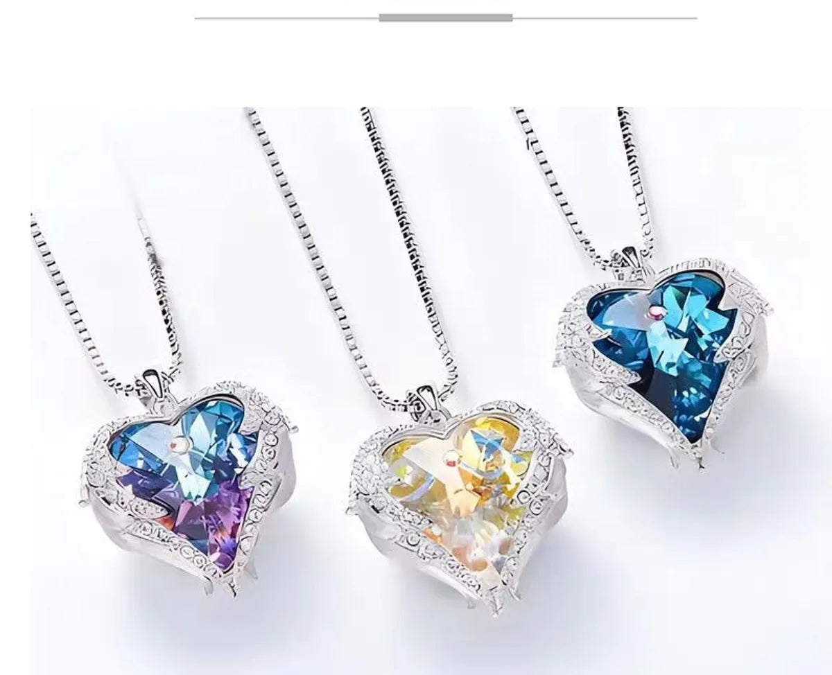 Titanium Steel Elegant Lady Streetwear Plating Inlay Geometric Imitation Crystal Glass Pendant Necklace