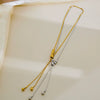 Titanium Steel Elegant Round Ball Tassel Necklace Electroplating Design Snake Bone Chain For Women