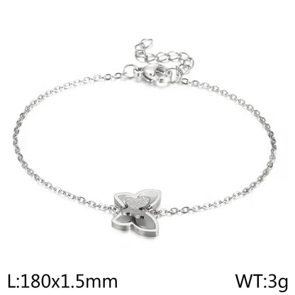 Titanium Steel 18K Gold Plated Elegant Simple Style Butterfly Bow Knot Bracelets Earrings Necklace