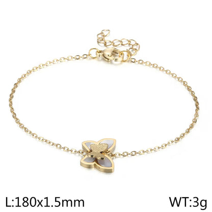 Titanium Steel 18K Gold Plated Elegant Simple Style Butterfly Bow Knot Bracelets Earrings Necklace