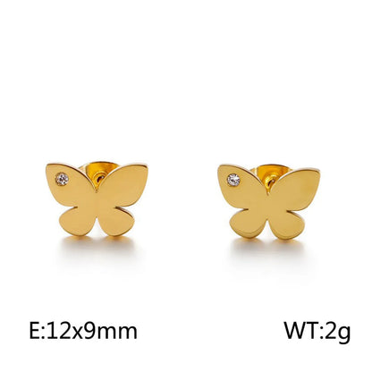 Titanium Steel 18K Gold Plated Elegant Simple Style Butterfly Bracelets Earrings Necklace