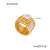 Wholesale Jewelry Elegant Simple Style Cross Titanium Steel Rhinestones 18K Gold Plated Plating Inlay Wide Band Rings