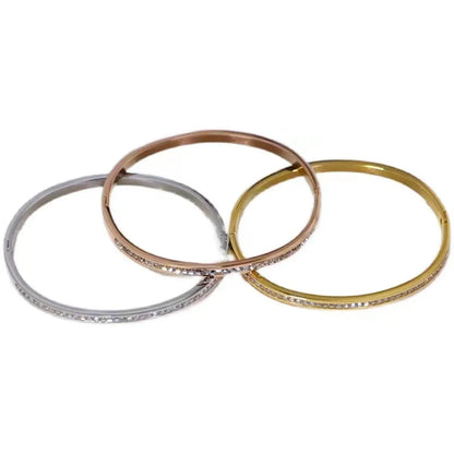 Titanium Steel Elegant Simple Style Round Plating Inlay Zircon Bangle