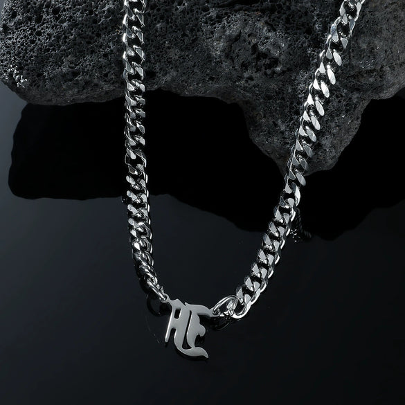 Titanium Steel English Alphabet Pendant Necklace With Cuban Chain Electroplating Hip Hop Fashion Style
