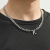 Titanium Steel English Alphabet Pendant Necklace With Cuban Chain Electroplating Hip Hop Fashion Style