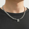 Titanium Steel English Alphabet Pendant Necklace With Cuban Chain Electroplating Hip Hop Fashion Style