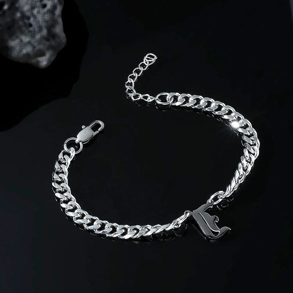 Titanium Steel English Alphabet Pendant Necklace With Cuban Chain Electroplating Hip Hop Fashion Style