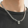 Titanium Steel English Alphabet Pendant Necklace With Cuban Chain Electroplating Hip Hop Fashion Style