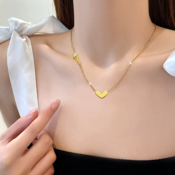 Titanium Steel English Love Furnace Cartoon Geometric Electroplated Necklace For Female
